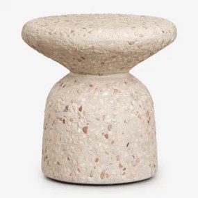Ronde Bijzettafel Ø40 Cm In Cement Zanira Beige Terrazzo - Sklum