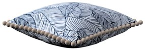 Dekoria Kussenhoes Wera met pompons, donkerblauw-wit 45 x 45 cm