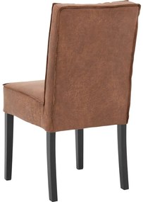 Goossens Basic Eetkamerstoel Tura cognac micro leer leuning, stijlvol landelijk
