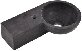 Saqu Nature Collection Fontein rond 1 kraangat links 40x23x10 cm Hardstenen Zwart