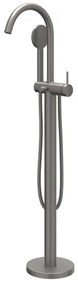 IVY Nexus Badthermostaatkraan - opbouw - met wegdraaibare baduitloop - met omstel - cooltouch - Geborsteld metal black PVD 6303006