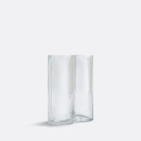 Vaas in geribbeld smoked glas H21 cm, Anija