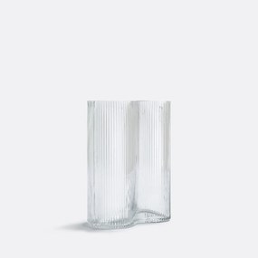 Vaas in geribbeld smoked glas H21 cm, Anija