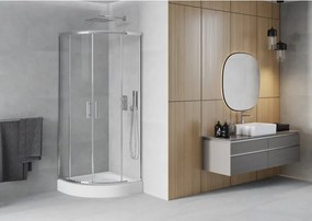Mexen Rio ronde douchecabine 70 x 70 cm, transparant, chroom + douchebak, wit - 863-070-070-01-00-4710