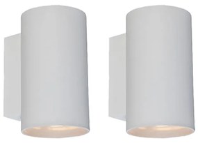 Set van 2 Moderne wandlampen wit rond 2-lichts - Sandy Binnenverlichting Lamp
