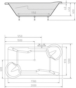 Polysan Duo rechthoekig bad 200x120x45cm wit