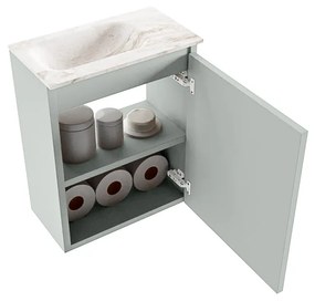 Mondiaz Ture DLux toiletmeubel 40cm greey met wastafel frappe links met kraangat