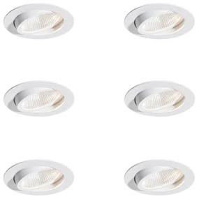 Set van 6 inbouwspots wit 9,5cm incl. LED 1300 lm dimbaar IP23 - Gaius Modern rond Binnenverlichting Lamp