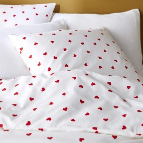 Bedset van 50% gerecycled katoen, vierkant kussensloop Scacco rood