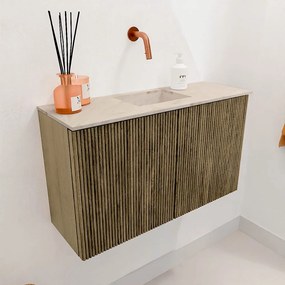 Mondiaz Joya DLux 70cm toiletmeubel dusk met wastafel faye midden zonder kraangat frappe