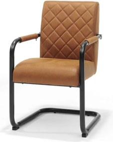 Eetkamerstoel - Monaco - stof Maya lederlook cognac