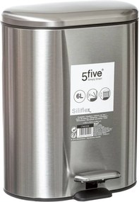 5Five Pedaalemmer Siliflex RVS - Zilver - 6 Liter - Softclose