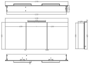 Mueller Basic aluminium spiegelkast 140 met LED verlichting