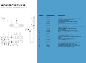 Saniclear Exclusive volledig 304 RVS inbouw regendouche 30cm met staaf handdouche wandmontage