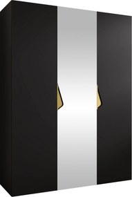 Kledingkast Hartford 624, Zwart, Gouden, 202x150x52cm, 104.8 kg, Kledingkast deuren: Met scharnieren