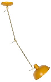 Retro plafondlamp geel met brons - Milou