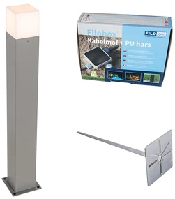Buitenlamp Denmark P70 grijs met grondpin en kabelmof Modern E27 IP44 Buitenverlichting