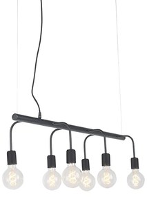 QAZQA Eettafel / Eetkamer Moderne hanglamp zwart 6-lichts - Facile Modern E27 Binnenverlichting Lamp