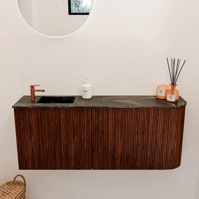Mondiaz Joya DLux 100cm toiletmeubel ronding rechts ruby met wastafel faye links 1 kraangat lava