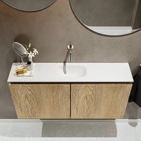 Mondiaz Ture 100cm toiletmeubel washed oak met wastafel talc midden geen kraangat