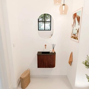 Mondiaz Joya 50cm toiletmeubel ronding rechts ruby met wastafel faye links zonder kraangat urban
