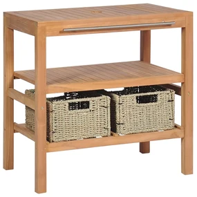 vidaXL Badkamer wastafelkast met 2 manden 74x45x75 cm massief teakhout