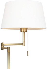 Klassieke vloerlamp brons met witte kap verstelbaar - Ladas Fix Landelijk E27 Binnenverlichting Lamp