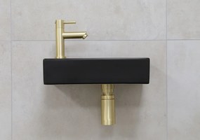 Mueller Mini Rhea 36x18x9cm zwarte fonteinset met kraan goud links