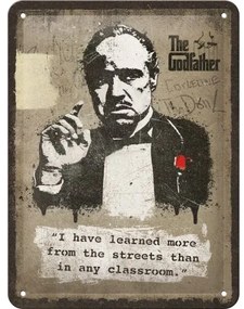 Metalen bord The Godfather - Learn from the streets, (15 x 20 cm)