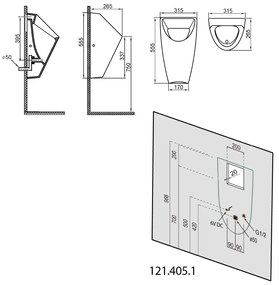 Bruckner Schwarn urinoir met spoeling 31.5x26.5cm zwart mat