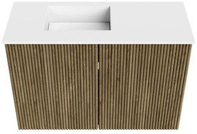 Mondiaz Joya 60cm toiletmeubel dusk met wastafel faye links zonder kraangat talc