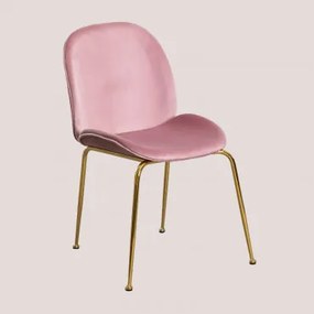 Set van 4 fluwelen stoelen Pary Pioenroos & Goud - Sklum