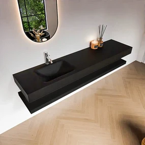 Zaro Alan badmeubel 190cm met planchet urban en vrijhangende wastafel cloud links 1 kraangat urban