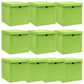 vidaXL Opbergboxen met deksels 10 st 32x32x32 cm stof groen