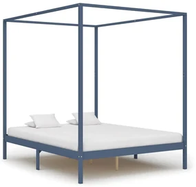 vidaXL Hemelbedframe met 2 lades massief grenenhout grijs 180x200 cm