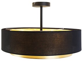 Moderne plafondlamp zwart met goud 50 cm 3-lichts - Drum Duo