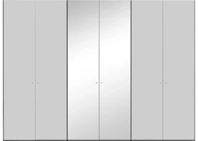 Goossens Kledingkast Easy Storage Ddk, Kledingkast 304 cm breed, 220 cm hoog, 4x glas draaideur en 2x spiegel draaideur midden