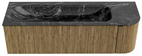 Mondiaz Kurve-dlux 145cm badmeubel ronding rechts dusk met 1 lade en deur en wastafel big large kraangat links lava