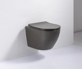 SaniGoods Apollo mat donkergrijze toiletpot inclusief zitting anti-kalk 48cm