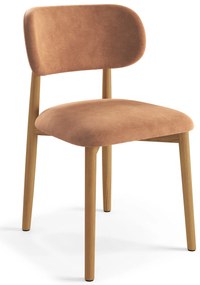 AVLO Terracotta (stof Danny 204)/gelakt eiken frame – HOUTEN STOEL VOOR WOONKAMER, EETKAMER, KEUKEN RETRO