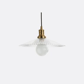 Hanglamp in messing en geribbeld glasØ35,5 cm, Iloa
