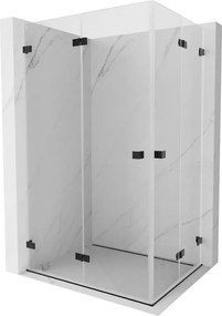 Mexen Lunar-F Duo opvouwbare douchecabine 95 x 75 cm, transparant, zwart - 836-095L-075P-70-00