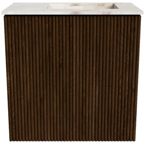Mondiaz Joya DLux 40cm toiletmeubel walnut met wastafel faye rechts zonder kraangat frappe