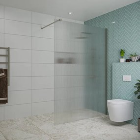 Fortifura Galeria inloopdouche - 140x200cm - ribbelglas - wandarm - Geborsteld Gunmetal PVD SW797954/SW797907