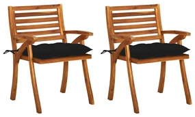 vidaXL Tuinstoelen 2 st met kussens massief acaciahout
