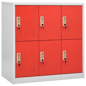 vidaXL Lockerkasten 5 st 90x45x92,5 cm staal lichtgrijs en rood