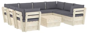 vidaXL 9-delige Loungeset met kussens pallet vurenhout