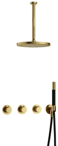 Hotbath Cobber IBS70 inbouwdouche met 30cm plafondbuis en 30cm hoofddouche geborsteld messing PVD