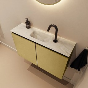 Mondiaz Ture DLux toiletmeubel 80cm oro met wastafel ostra midden met kraangat