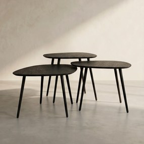 Metallic Antraciet Salontafel Set Organisch - 58 X 48cm.